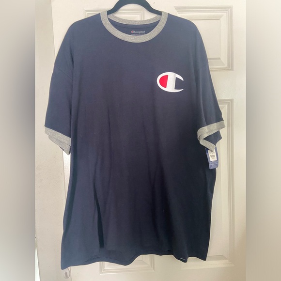 Champion Classic Navy Tee with Logo - Picture 1 of 2